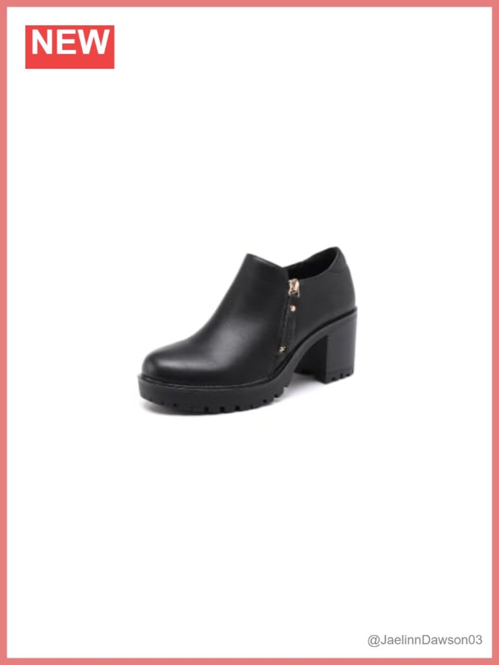 Women's Chunky Heel Ankle Boots Faux Leather Platform Block Heel Side Zip